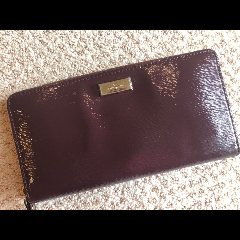 Plum Kate Spade Patent Leather Zip Around Wallet